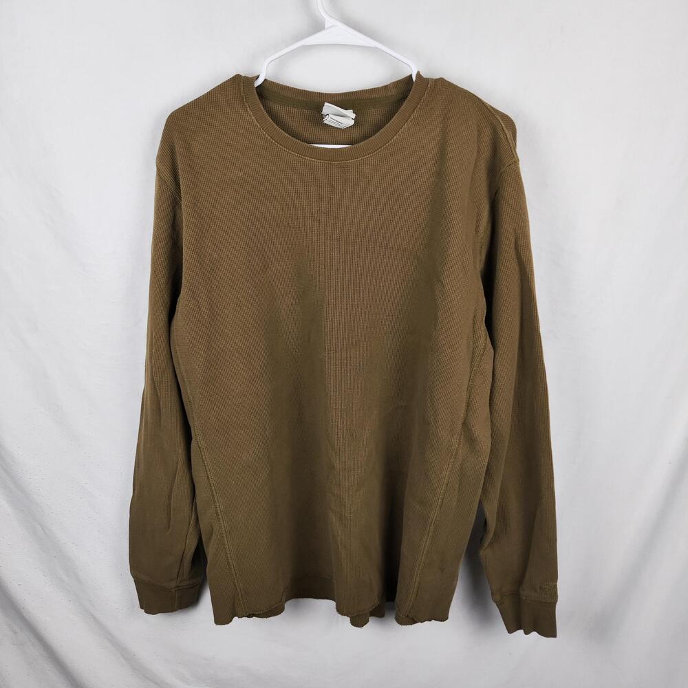 The North Face Shirt Mens XL Brown Thermal Waffle Knit Crew Long Sleeve Top